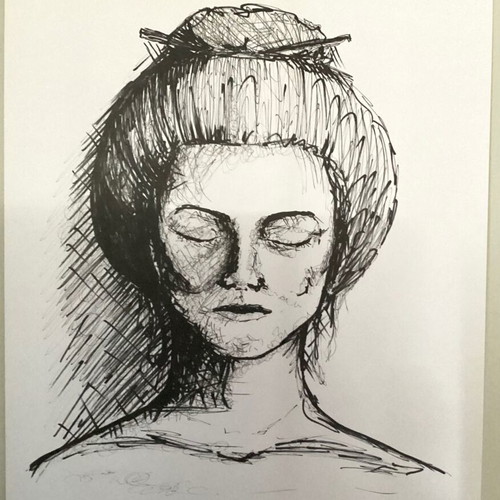 Woman sketch new, original on watercolor paper 29.7x41cm