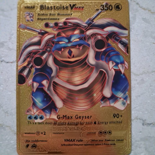 pokemon gold blastoise card Extra Water Energy after the 2nd doesnt count RARE Pokemon Blastoise VMAX Gold