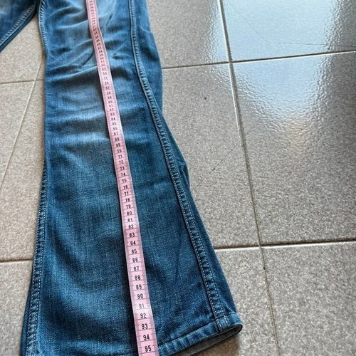 Ultra Low Waist Y2K Meltin' Pot Vintage Bootcut Jeans used, blue turquoise