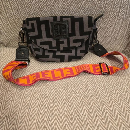 El Crossbody Bag used with geometric monogram and colorful strap