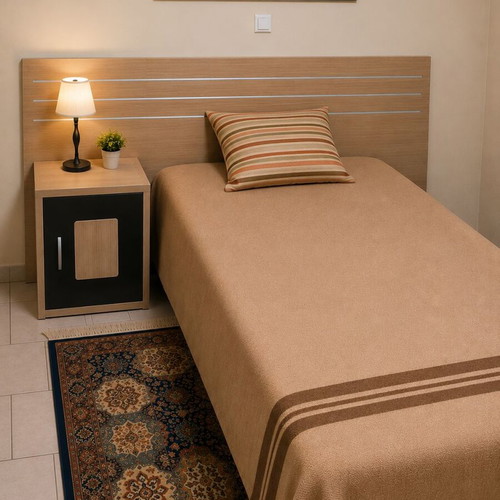 Line Art single bed set with headboard, bedside table, mattress and base