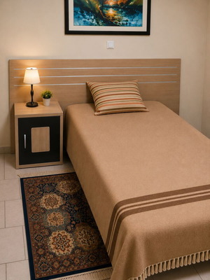 Line Art single bed set with headboard, bedside table, mattress and base