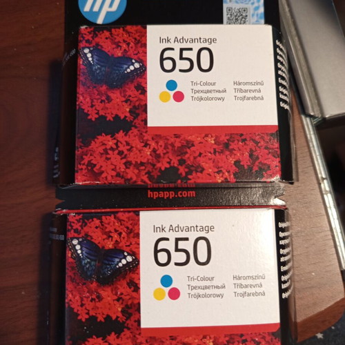 HP 650 Ink Advantage Tri-Colour InkJet Printer Cartridge, 2 pieces