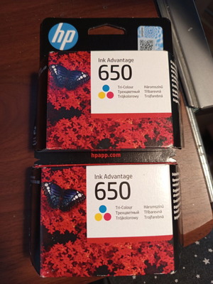 HP 650 Ink Advantage Tri-Colour InkJet Printer Cartridge, 2 pieces