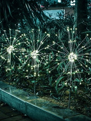 Solar garden lamps dandelion LED set of 2 like new, IP65 waterproof