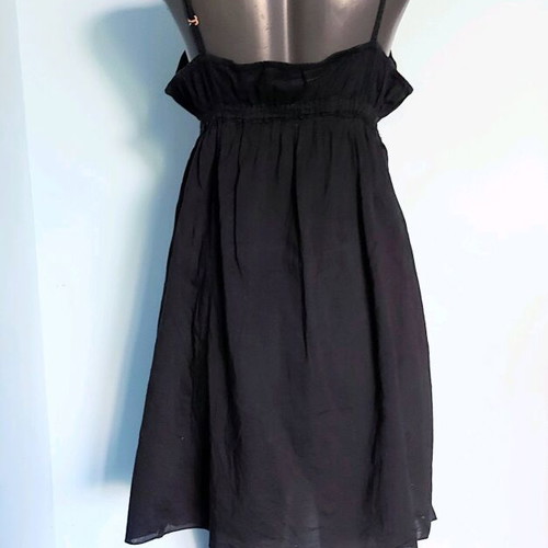 Tally Weil black cotton dress used with sequin embroidery and adjustable straps