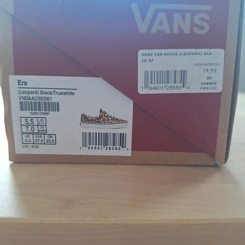 Vans Era Leopard Print Sneakers Like New, Size 37