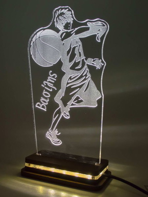 Kuroko No Basket LED lamp handmade with wooden base and plexiglass