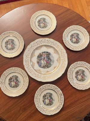 Zeh Scherzer Bavaria Elite porcelain dessert set like new, 1 platter and 6 plates