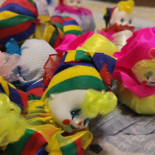 Handmade vintage clown dolls set of 40 from the 1990s