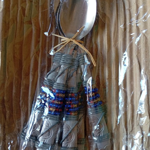 Handmade spoons set of 6 with beads new