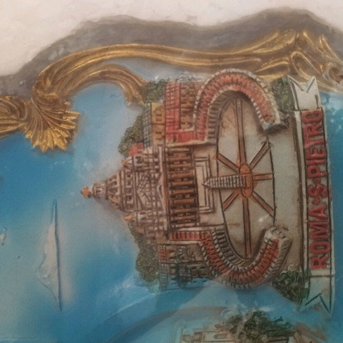 Decorative souvenir plate from Rome with embossed landmarks, new