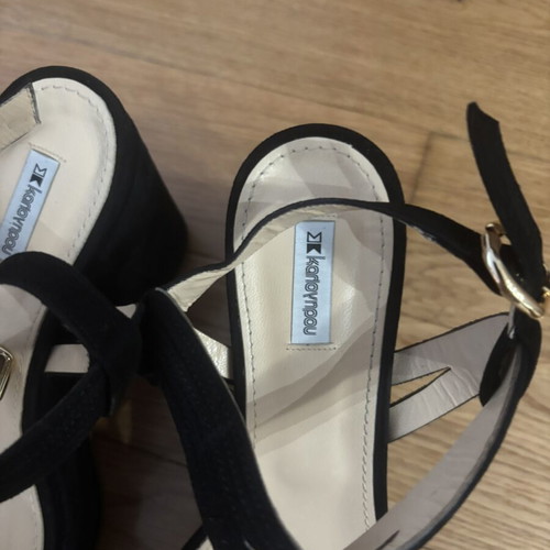 Kalogirou black suede platform sandals, size 39, made in Italy