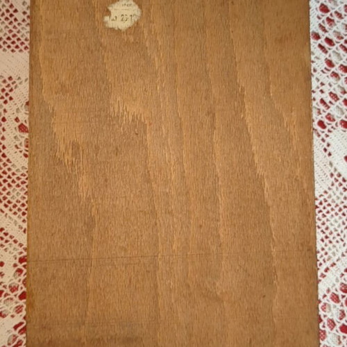 Vintage wooden box with handmade pyrography from 1970s