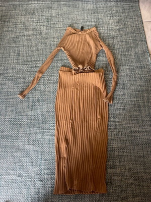 Skirt and blouse set new, beige and brown, size small/medium