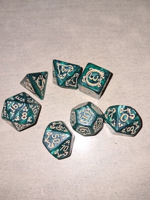Green Dragon D&D Dice Set with Bag