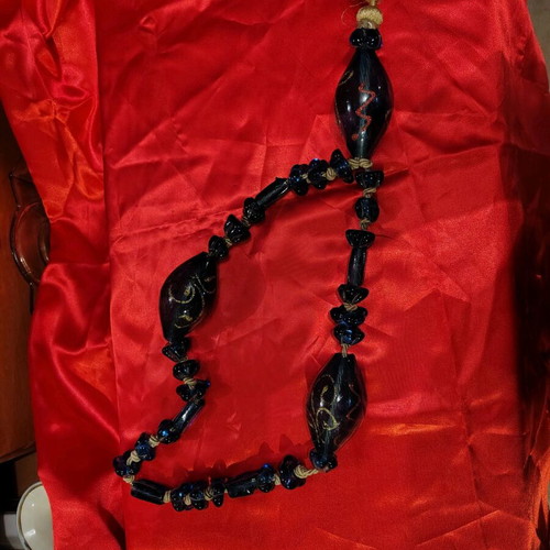 Glass worry beads large with gold details like new