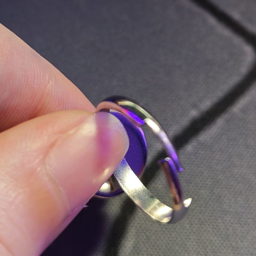Stainless Steel Ring with Purple Resin Stone handmade, like new