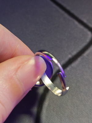 Stainless Steel Ring with Purple Resin Stone handmade, like new