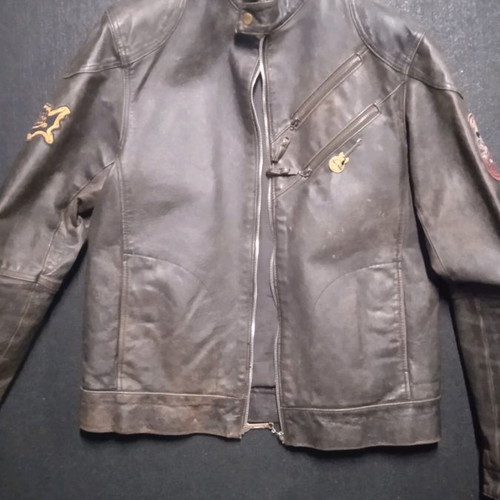 Leather motorcycle jacket used Von Dutch brown, size L
