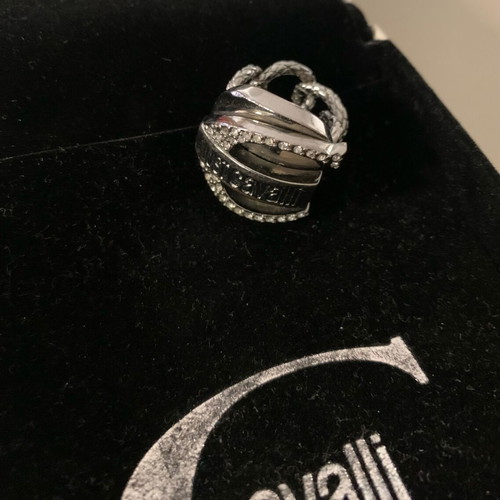 Just Cavalli silver ring with Swarovski stones like new size 16.5