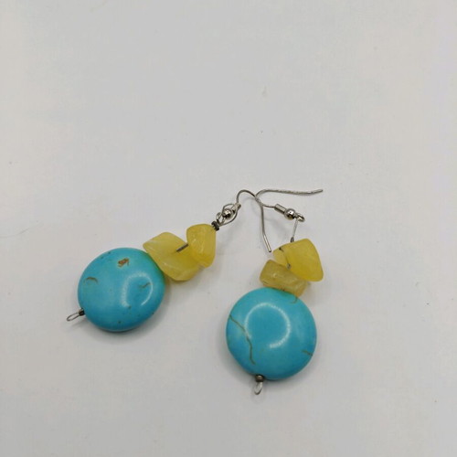 Dangling earrings new with turquoise and citrine handmade