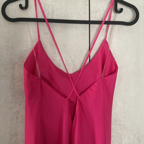 Maxi summer dress satin fuchsia one size like new