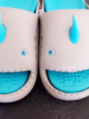 Shark slippers new, size 35, gray and turquoise
