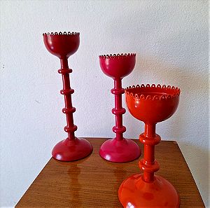 Ikea Harfin candleholder set of 3 pink red and orange