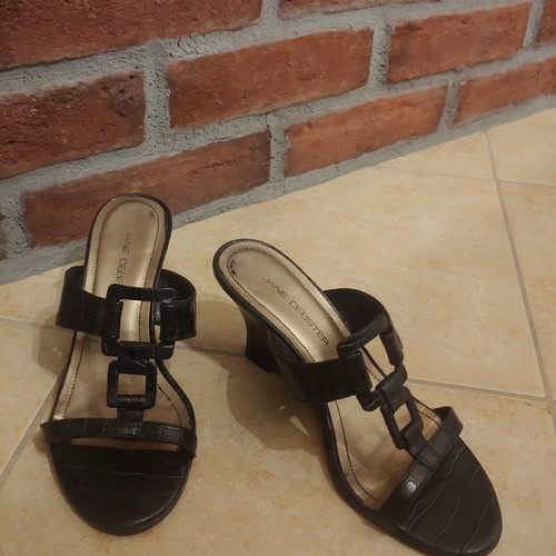 Jane Debster mules wedge platform shoes used, size 36, black