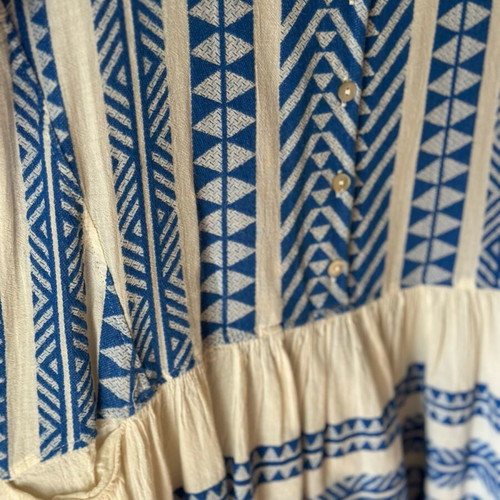 Devotion cotton long-sleeve dress like new, white and blue