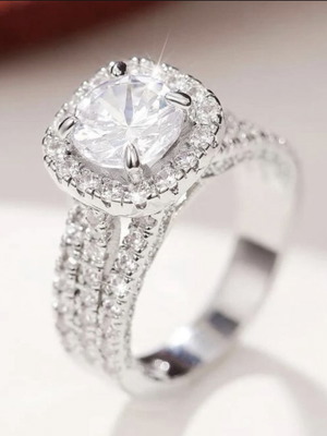 Δαχτυλίδι ασημί 925 με διαμάντι moissanite, διαθέσιμο νούμερο 55