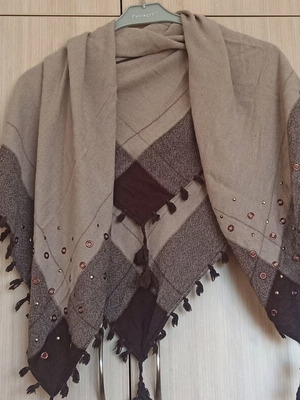 Pashmina women's like new with studs details beige and brown