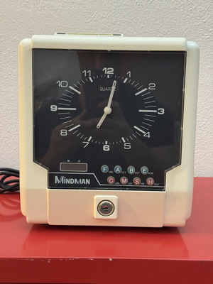 Vintage clock card machine Mindman like new, tabletop