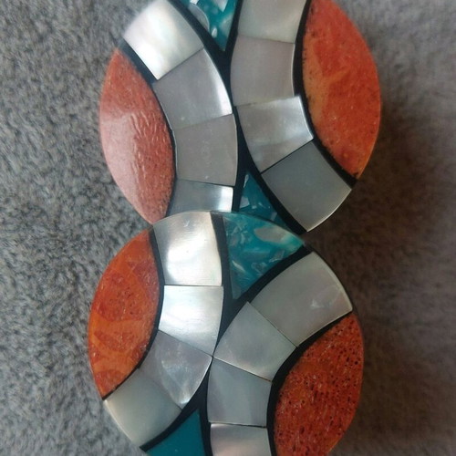 Vintage clips earrings used, multicolored faux bijoux