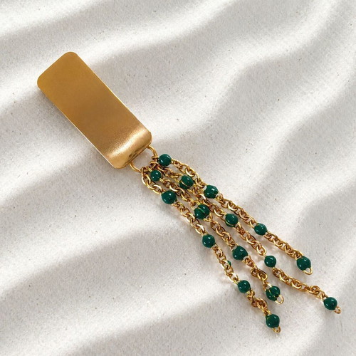 Handmade steel earrings with enamel new, green and gold