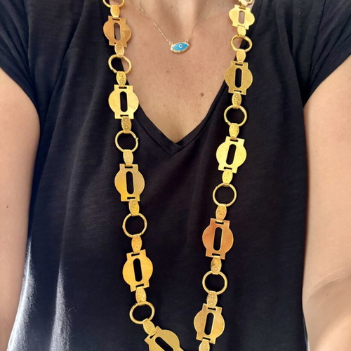 Vintage handmade adjustable gold belt