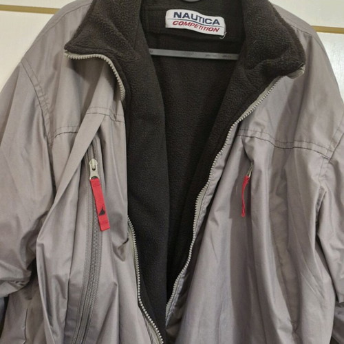 Nautica men's jacket used, grey with fleece lining
