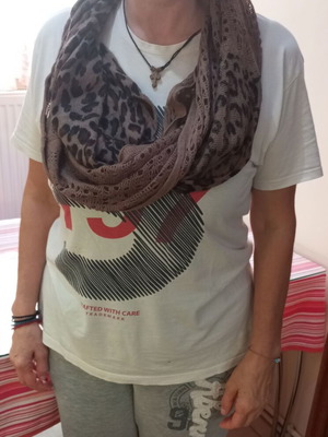 Handmade circular scarf leopard and openwork knit new