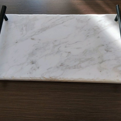 Marble tray new decorative with black handles 20×38cm