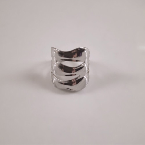 Steel ring adjustable silver tone new