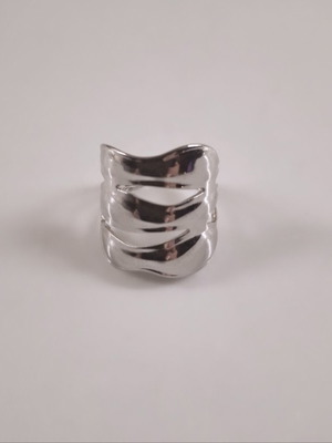 Steel ring adjustable silver tone new