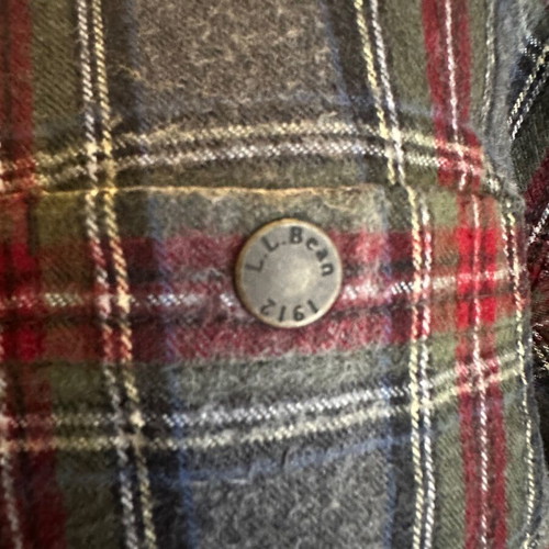 L.L.BEAN flannel jacket like new, cotton with sherpa lining
