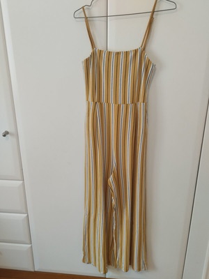 Striped women's jumpsuit like new, yellow and white