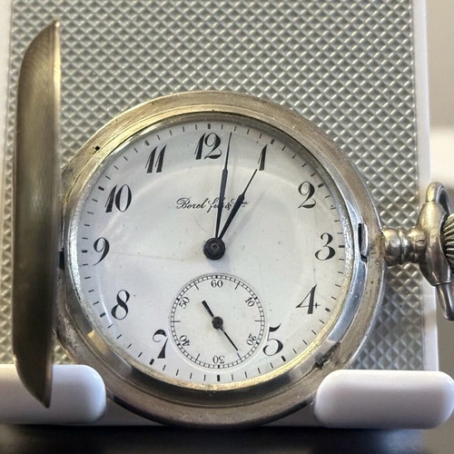 Borel Fils & Cie old silver Swiss pocket watch used