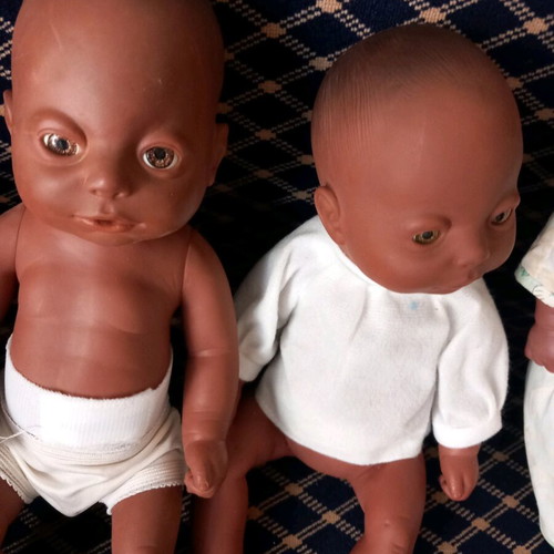Dolls set of 3 like new, 30 cm height, dark skin tone