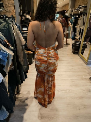 Abstracto Clothing dress, new, white and orange