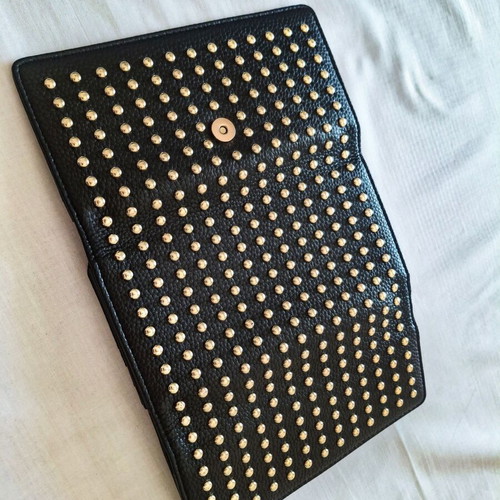 Rock Glam women's black wallet with gold studs, brand new