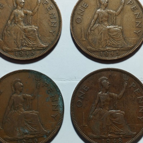One Penny Coins Great Britain lot of 16 like new 1937-1948