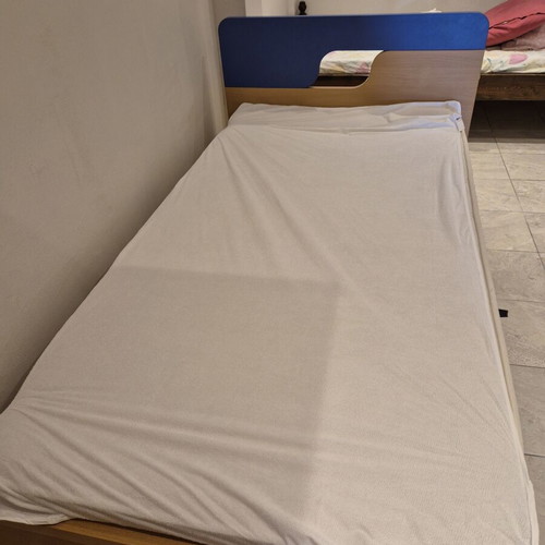 Teen double bed melamine with two mattresses, 1.70x0.90 m